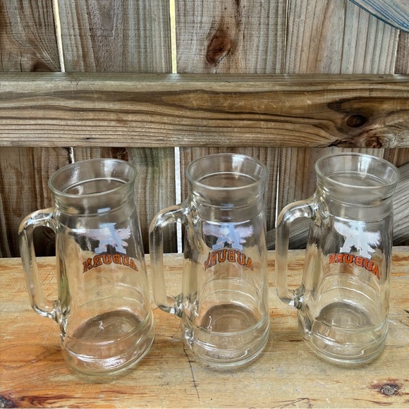 Set of 3 Vintage AU Auburn University 20oz Clear Glass Beer Stein Mugs - Picture 3 of 8